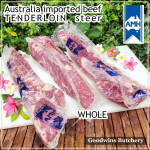 Beef Tenderloin aged frozen Australia STEER young-cattle steak cuts 1 & 2 inch price/pack 600gr (eye fillet mignon daging sapi has dalam) brand AMH